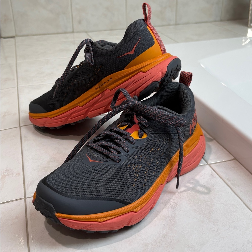 Hoka One One Challenger ATR 6 Gray and Orange Athletic Shoes size Women’s size 8 - Picture 2 of 11